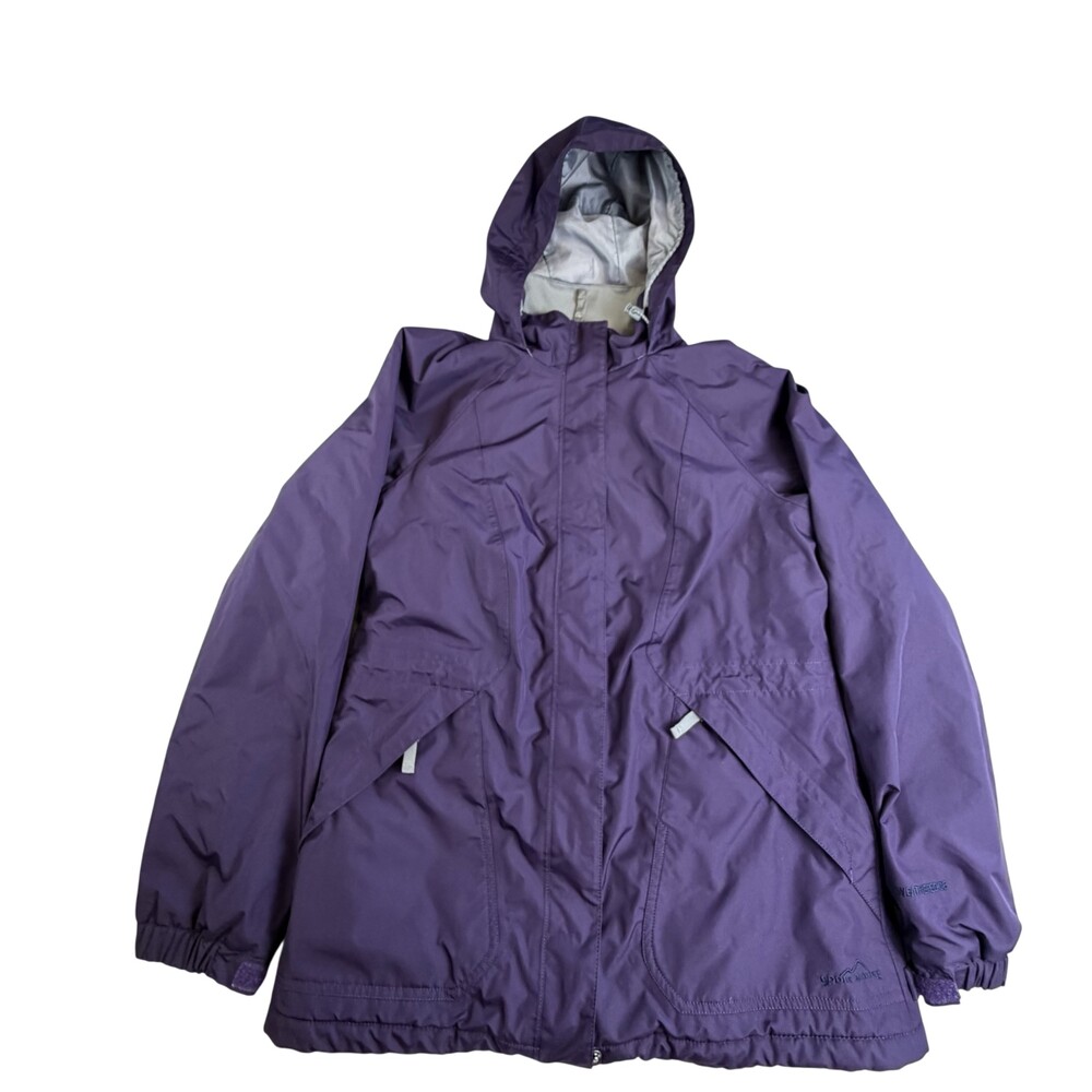 Eddie Bauer WeatherEdge Coat Womens Small Purple Hooded Waterproof Outdoor Parka